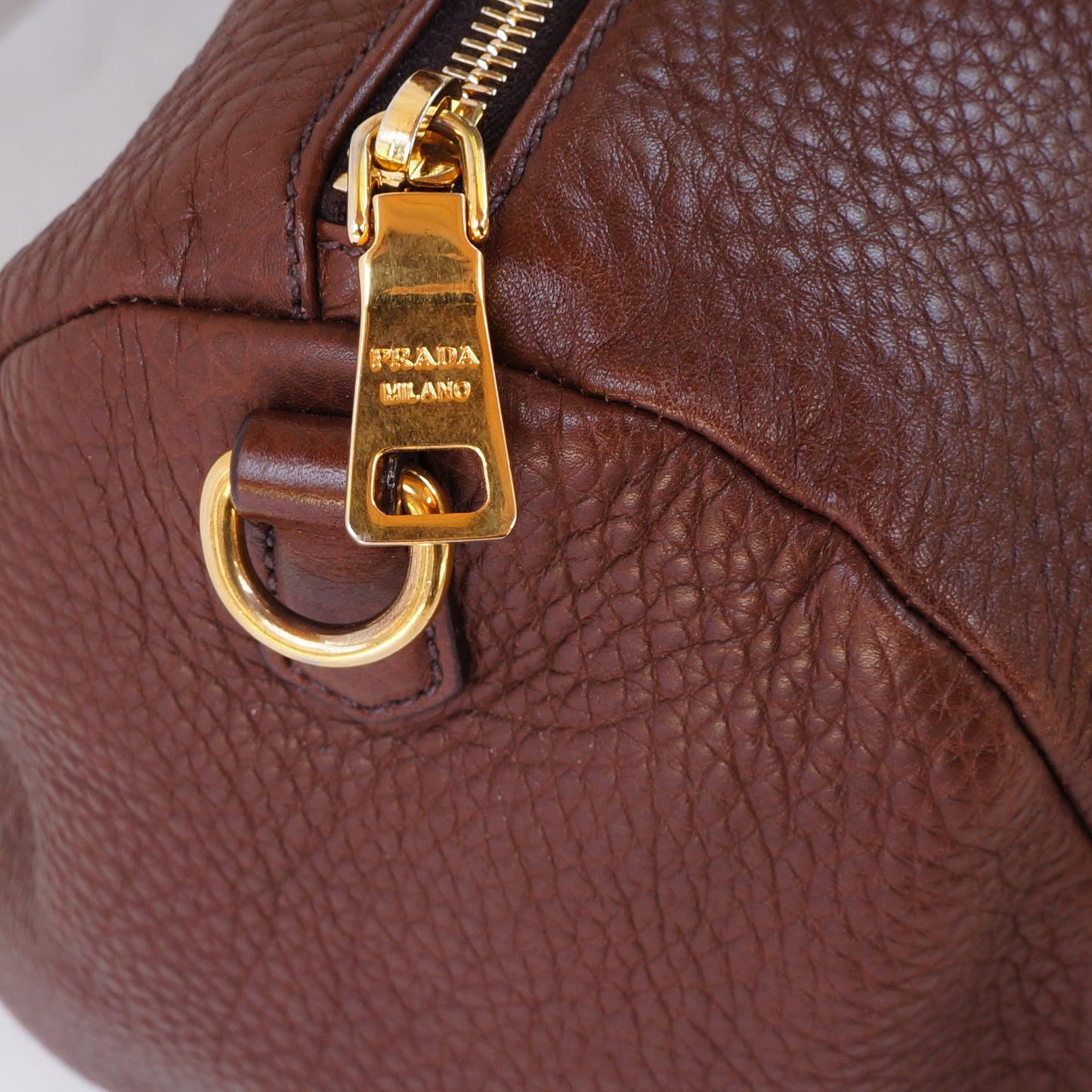 PRADA VITELLO DAINO BAULETTO LEATHER SATCHEL BAG - leefluxury.com