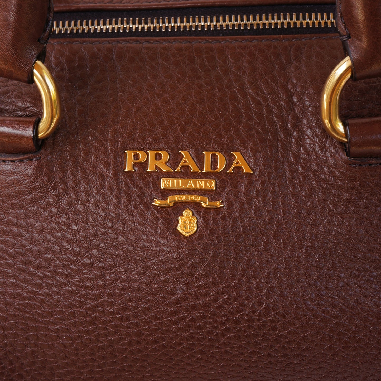 PRADA VITELLO DAINO BAULETTO LEATHER SATCHEL BAG - leefluxury.com
