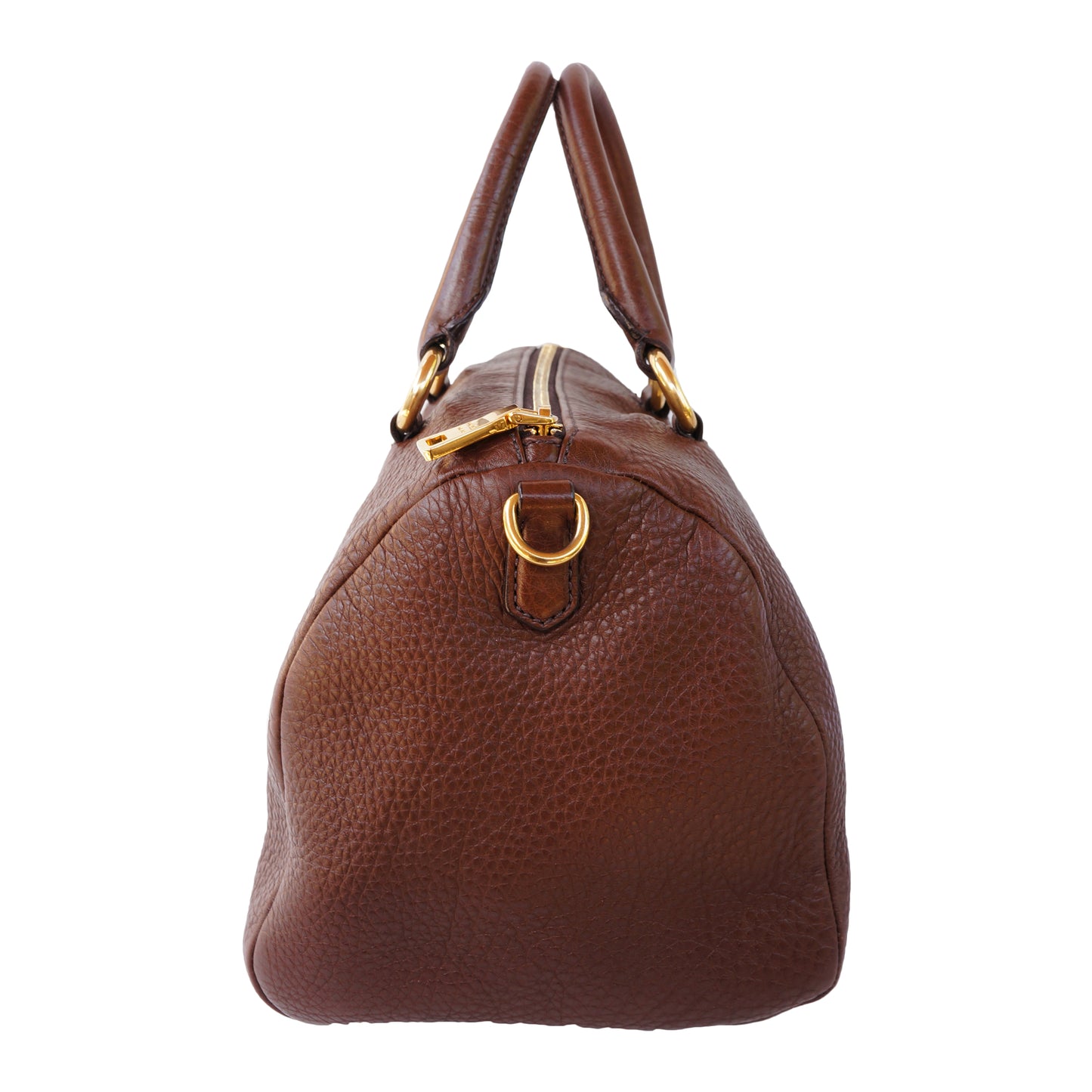 PRADA VITELLO DAINO BAULETTO LEATHER SATCHEL BAG - leefluxury.com