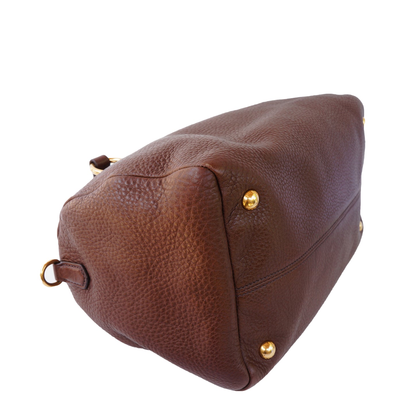 PRADA VITELLO DAINO BAULETTO LEATHER SATCHEL BAG - leefluxury.com