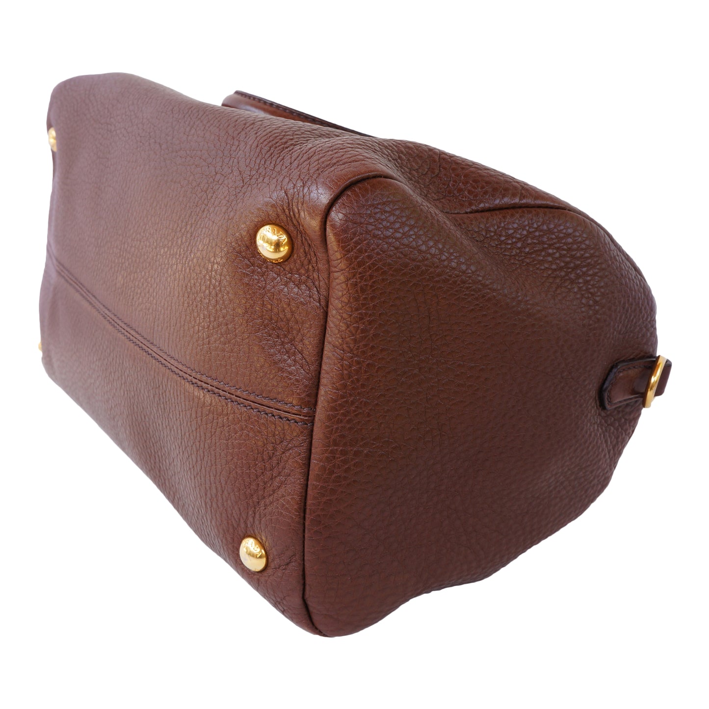 PRADA VITELLO DAINO BAULETTO LEATHER SATCHEL BAG - leefluxury.com
