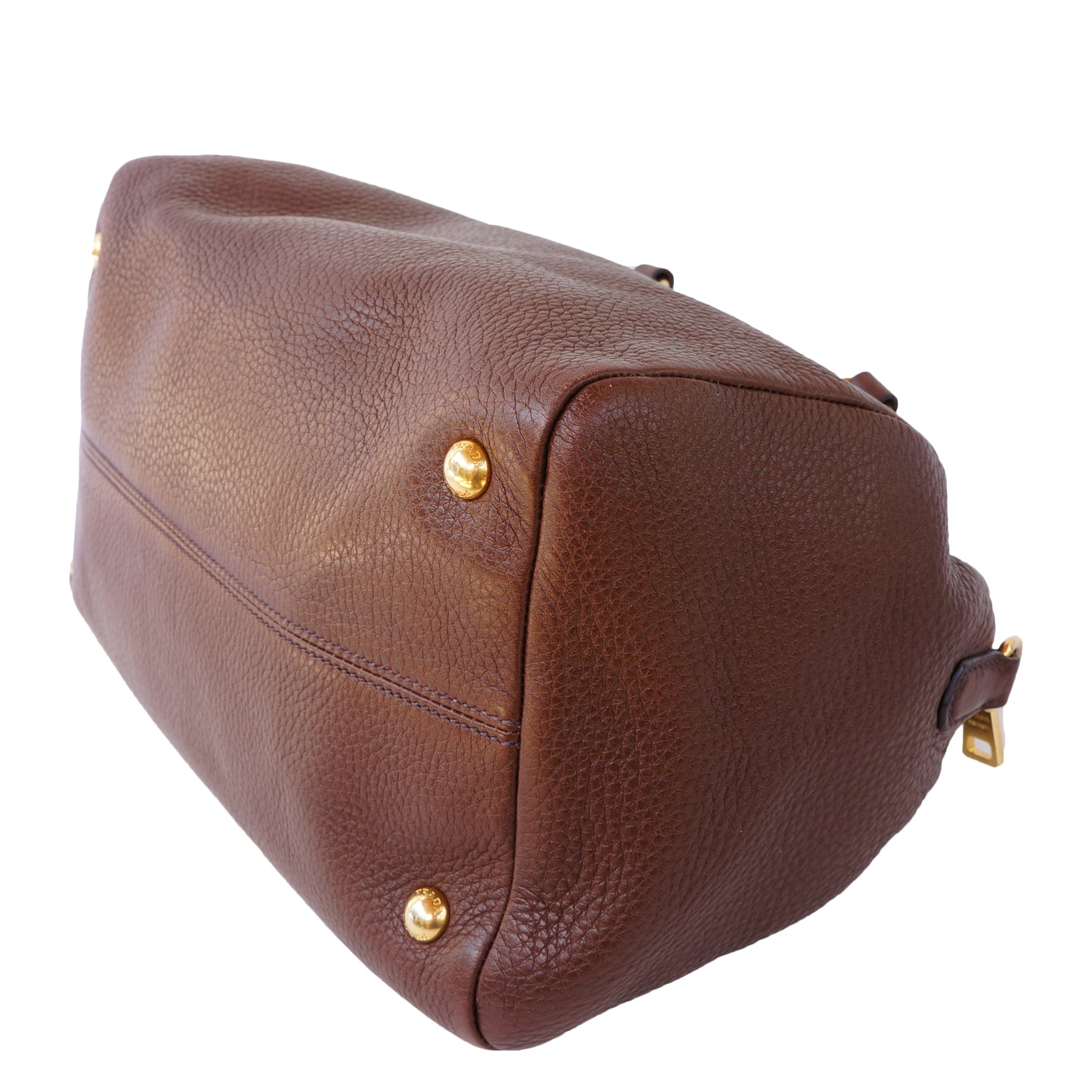 PRADA VITELLO DAINO BAULETTO LEATHER SATCHEL BAG - leefluxury.com