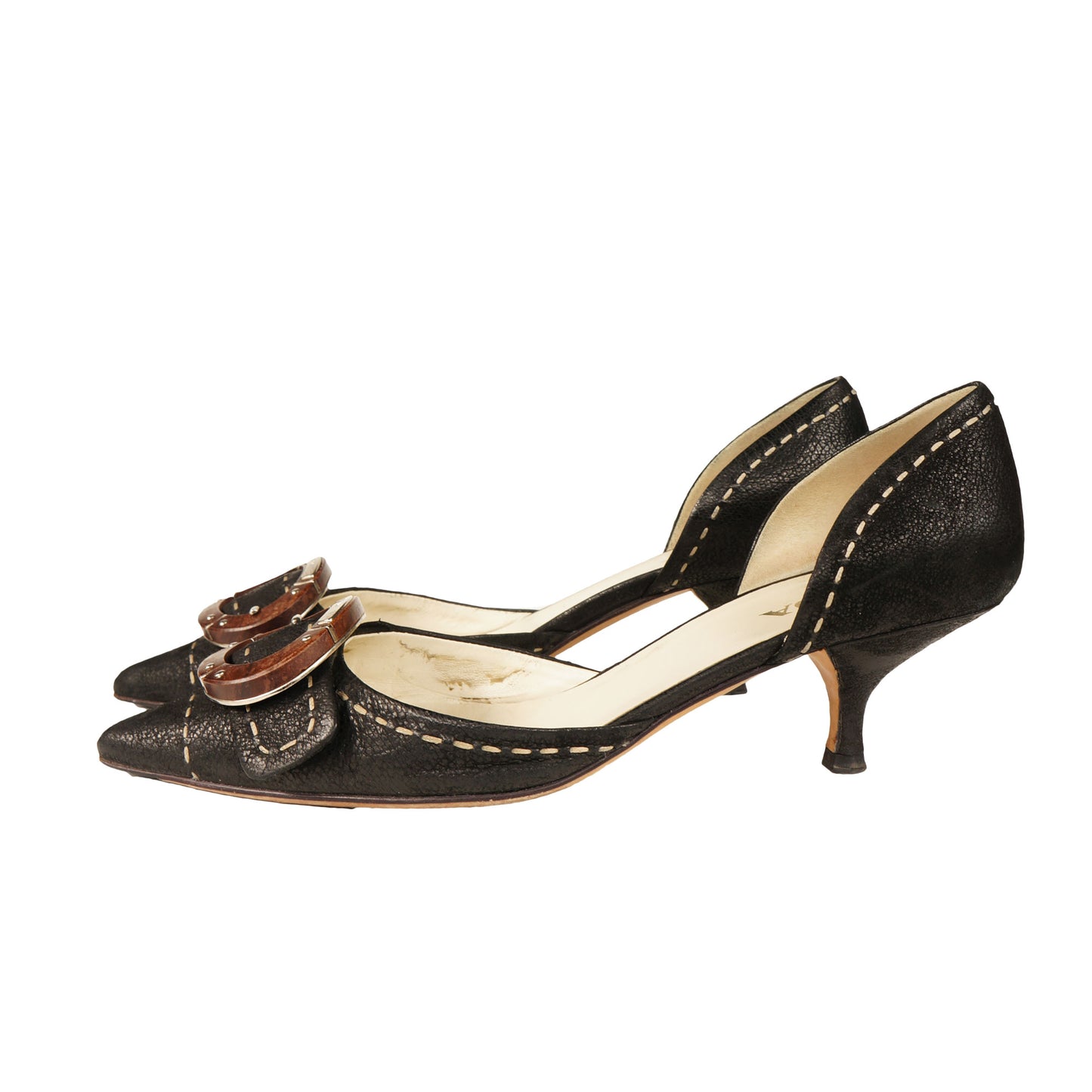 PRADA D'ORSAY LEATHER POINTED-TOE PUMPS - leefluxury.com