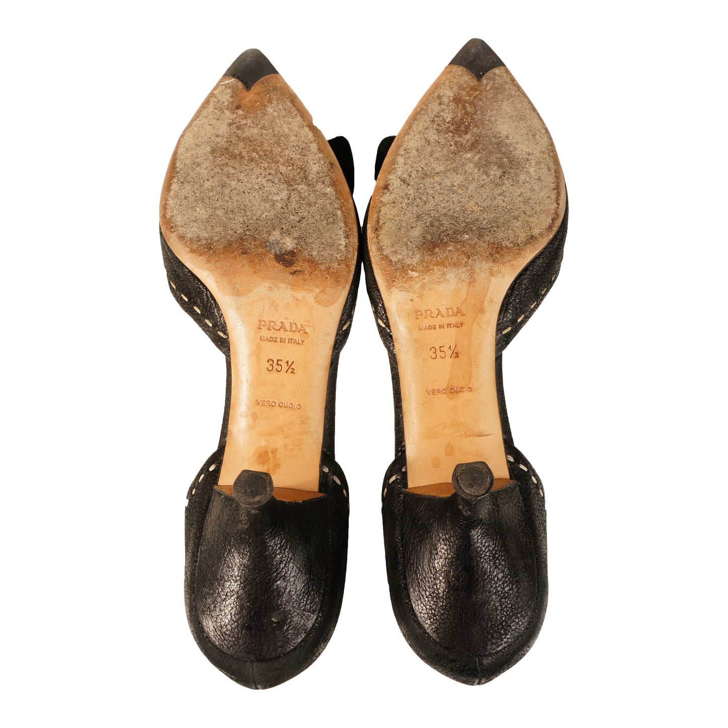 PRADA D'ORSAY LEATHER POINTED-TOE PUMPS - leefluxury.com