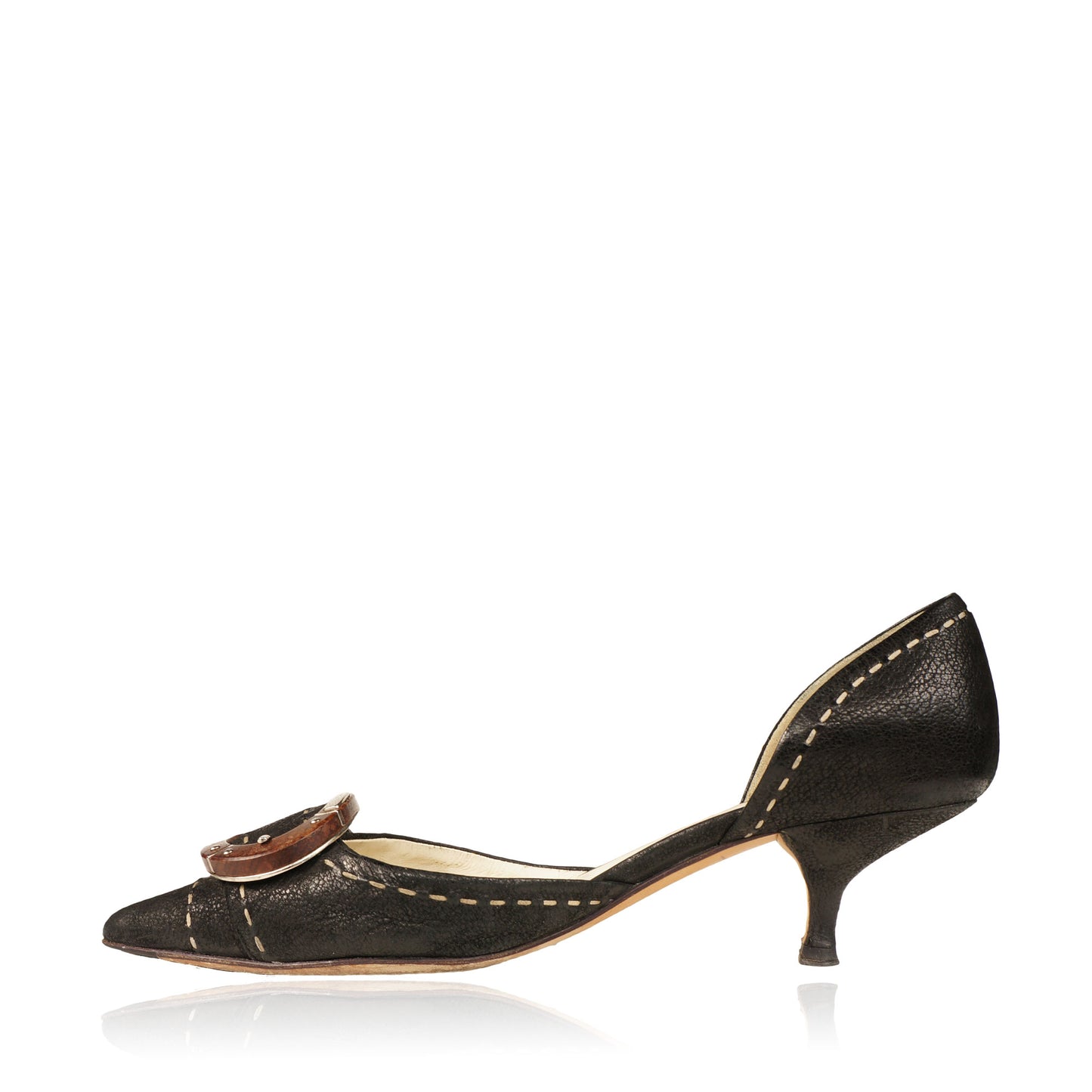 PRADA D'ORSAY LEATHER POINTED-TOE PUMPS - leefluxury.com
