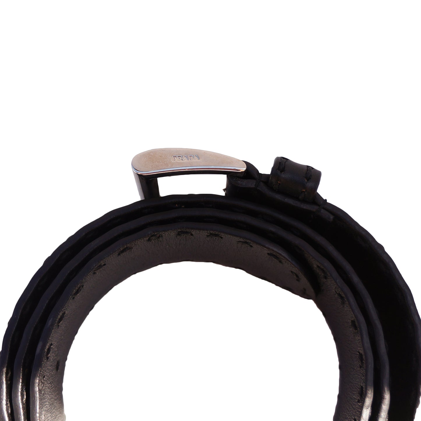 PRADA BLACK LEATHER WAIST BELT - leefluxury.com
