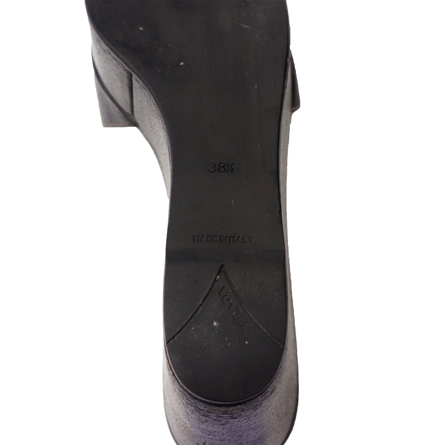 PRADA BLACK LEATHER PLATFORM WEDGE SANDAL - leefluxury.com