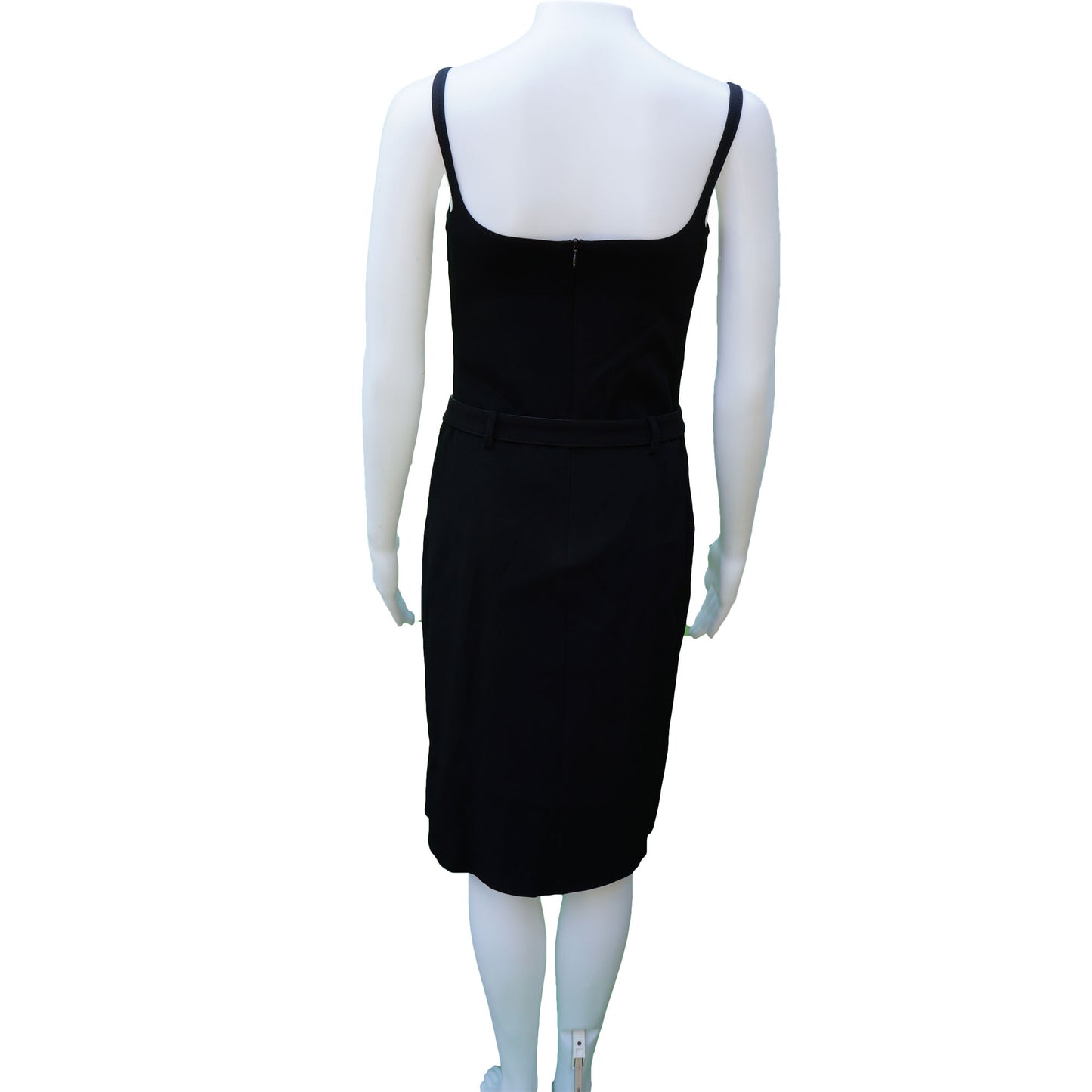 PRADA STRAPPY BLACK BELTED COCKTAIL KNEE LENGTH DRESS - leefluxury.com