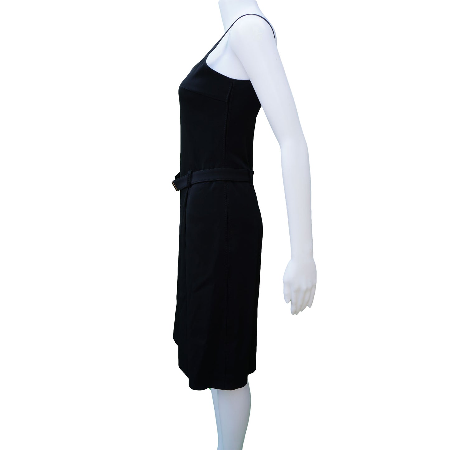 PRADA STRAPPY BLACK BELTED COCKTAIL KNEE LENGTH DRESS - leefluxury.com