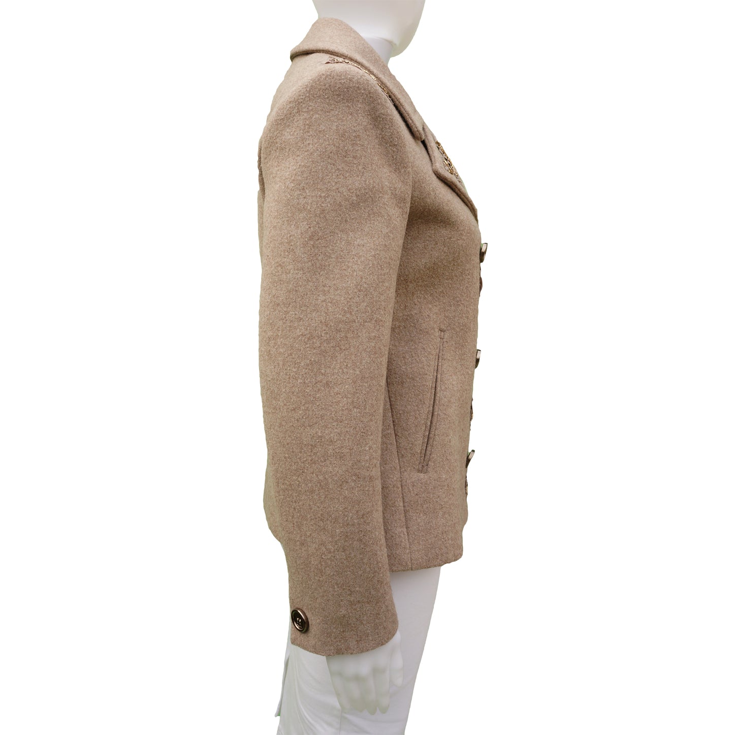 PRADA RUNWAY SEQUIEN EMBELLISHED WOOL PEACOAT - leefluxury.com