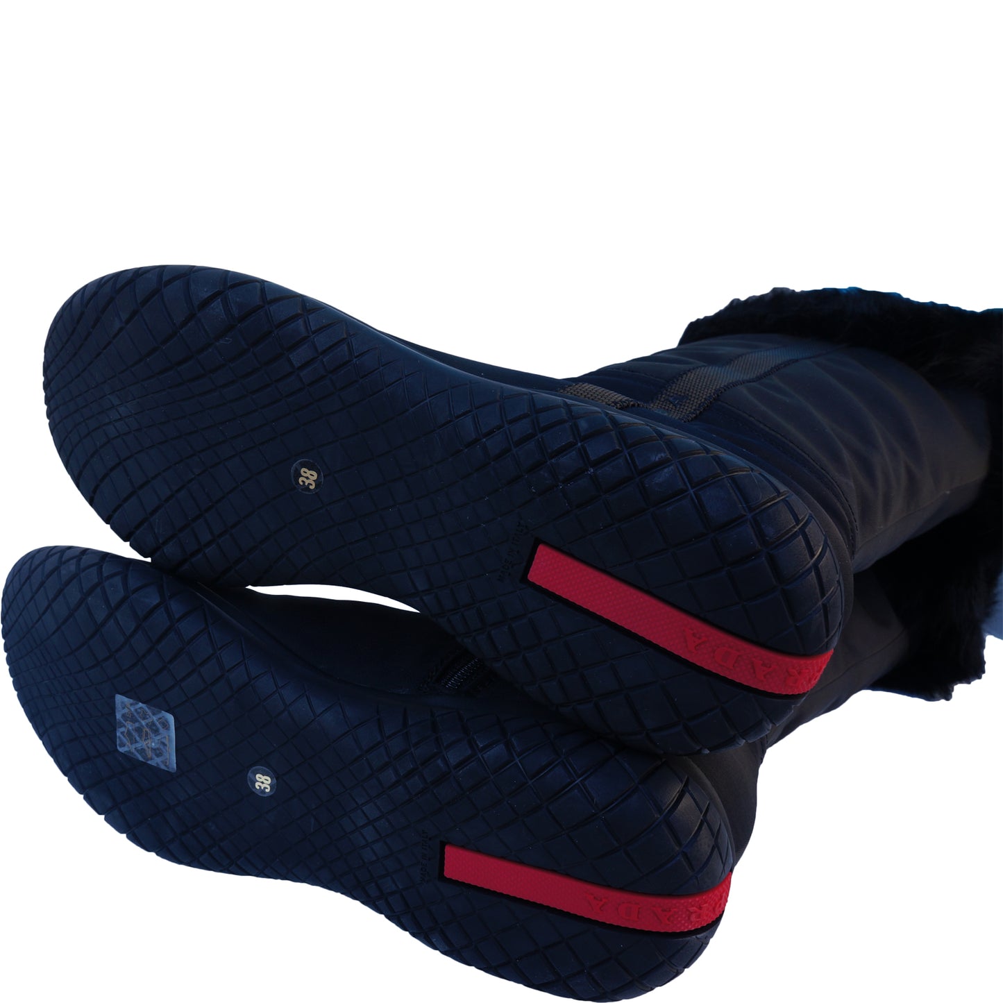 PRADA SHEARLING NYLON & RUBBER BOOTS NEW WITH TAGS - leefluxury.com