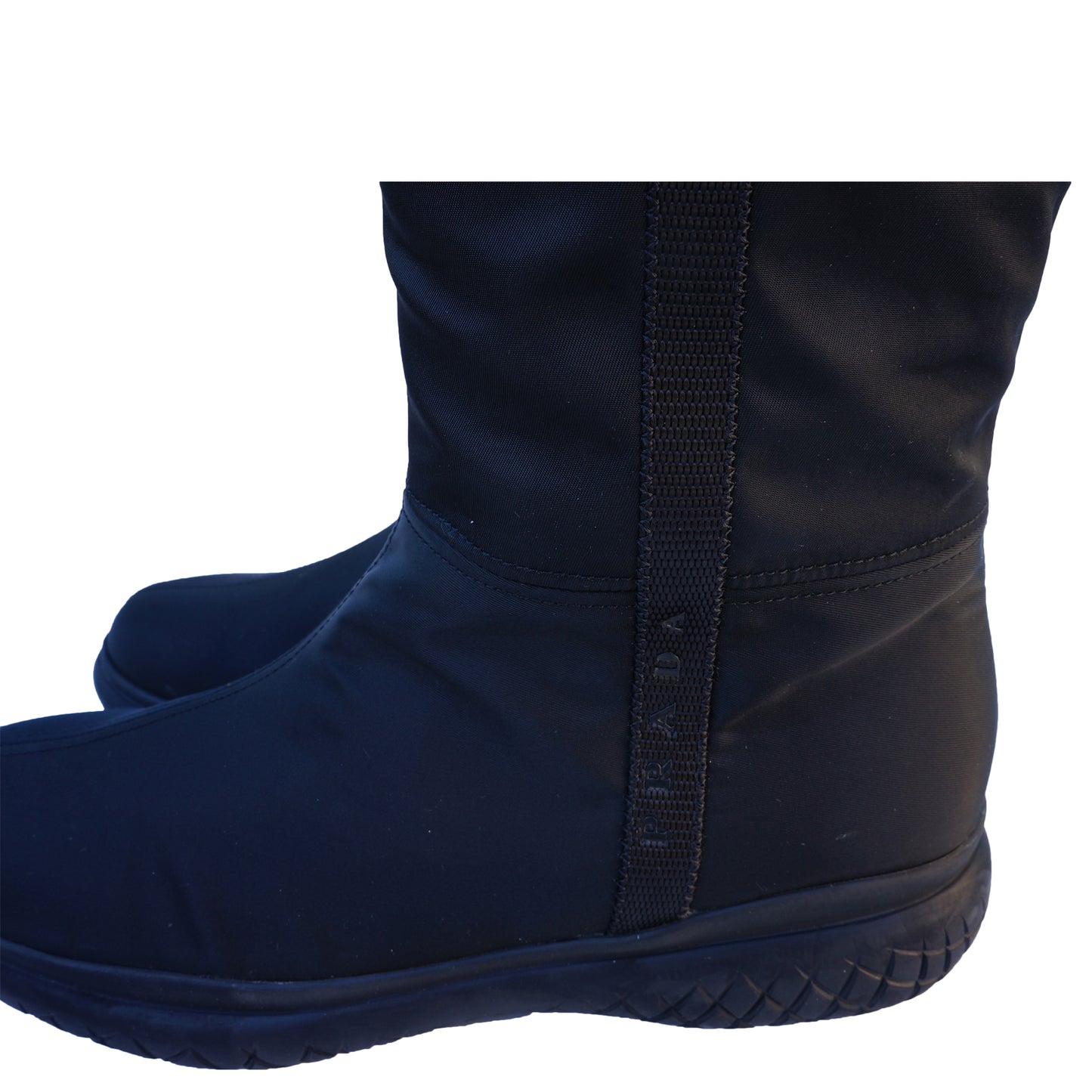 PRADA SHEARLING NYLON & RUBBER BOOTS NEW WITH TAGS - leefluxury.com