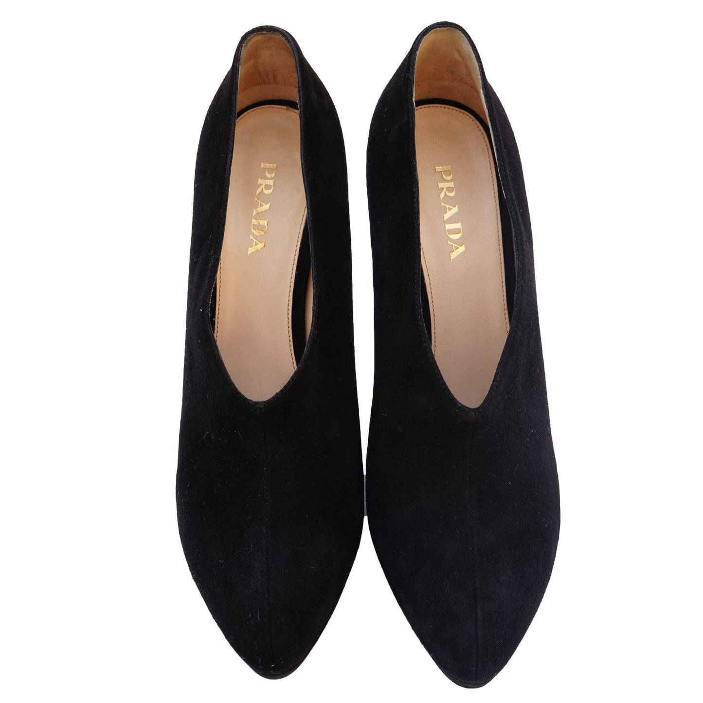 PRADA SUEDE ROUNDED POINTED-TOE BOOT PUMPS - leefluxury.com