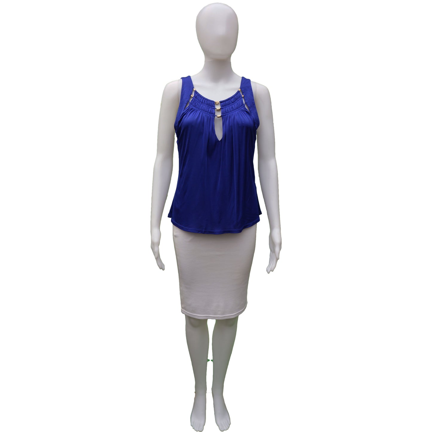 ROBERTO CAVALLI COBALT COCKTAIL SERPENT EMBELLISHMENT TOP - leefluxury.com