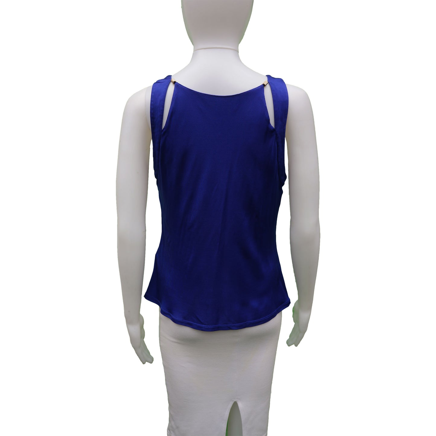 ROBERTO CAVALLI COBALT COCKTAIL SERPENT EMBELLISHMENT TOP - leefluxury.com