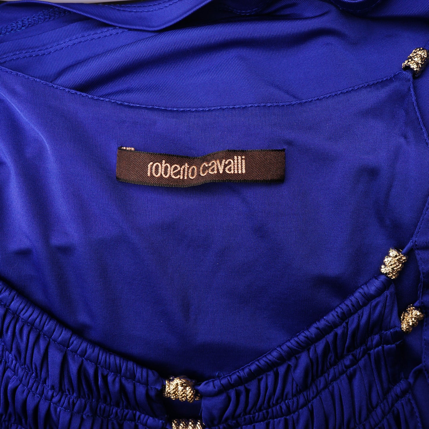 ROBERTO CAVALLI COBALT COCKTAIL SERPENT EMBELLISHMENT TOP - leefluxury.com