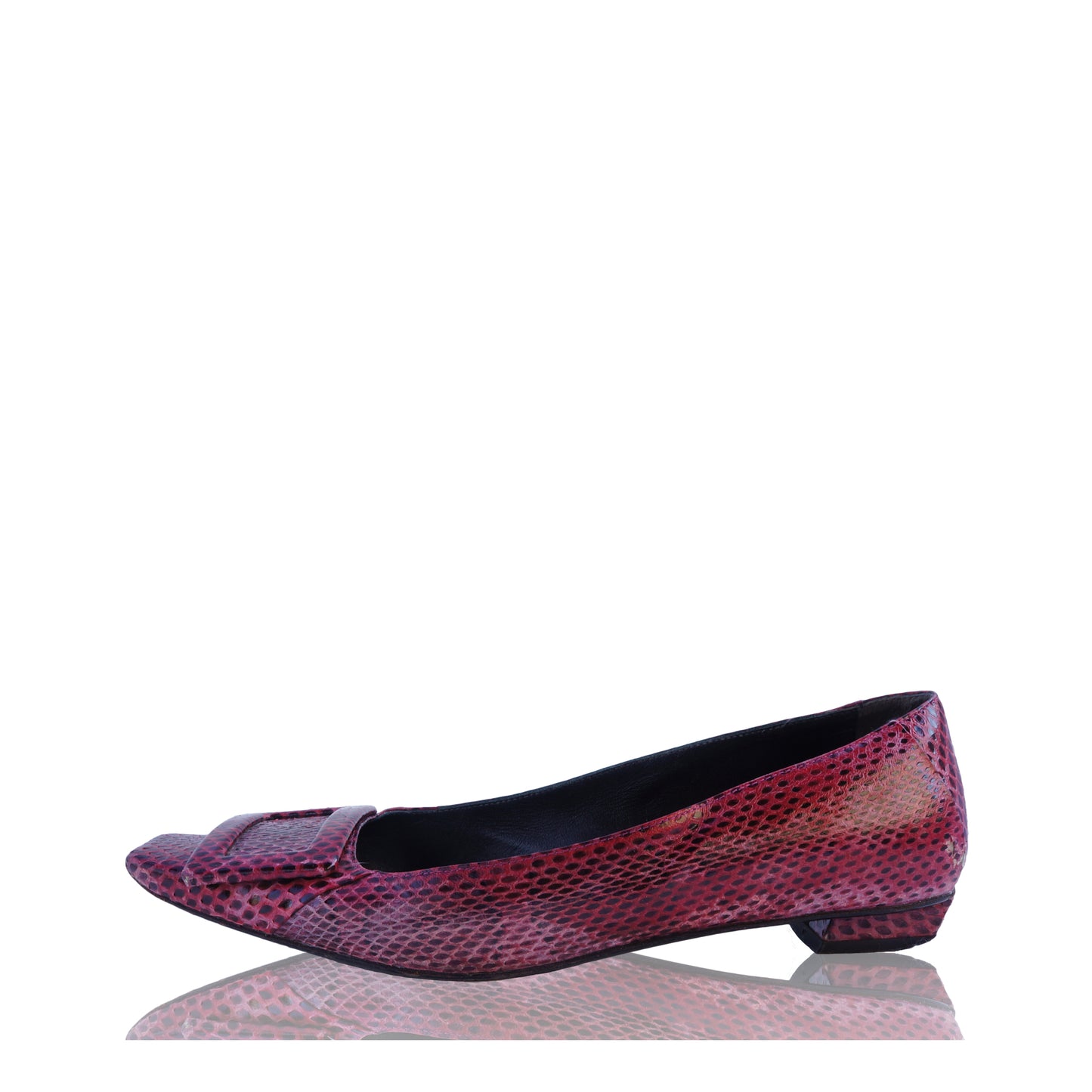 ROGER VIVIER SNAKESKIN BUCKLE FLATS - leefluxury.com