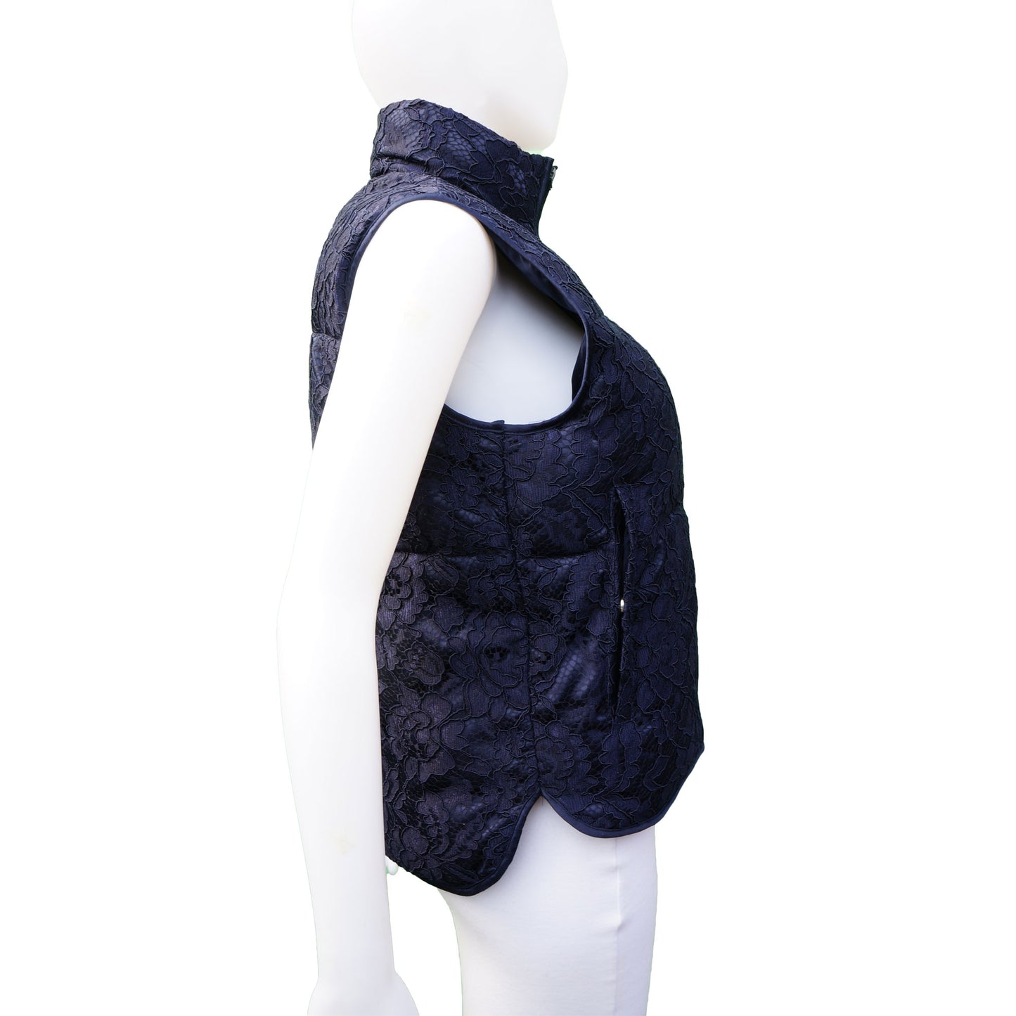 SANDRO GUIPURE LACE PUFFER VEST - leefluxury.com
