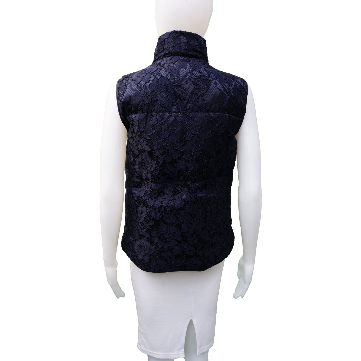 SANDRO GUIPURE LACE PUFFER VEST - leefluxury.com