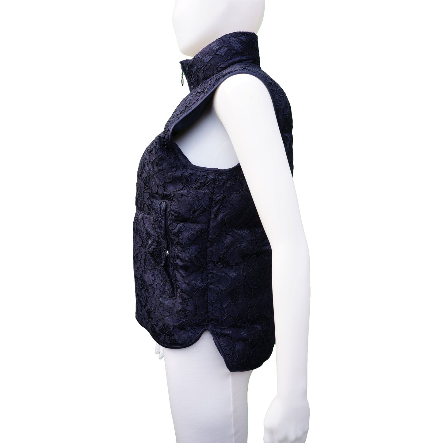 SANDRO GUIPURE LACE PUFFER VEST - leefluxury.com