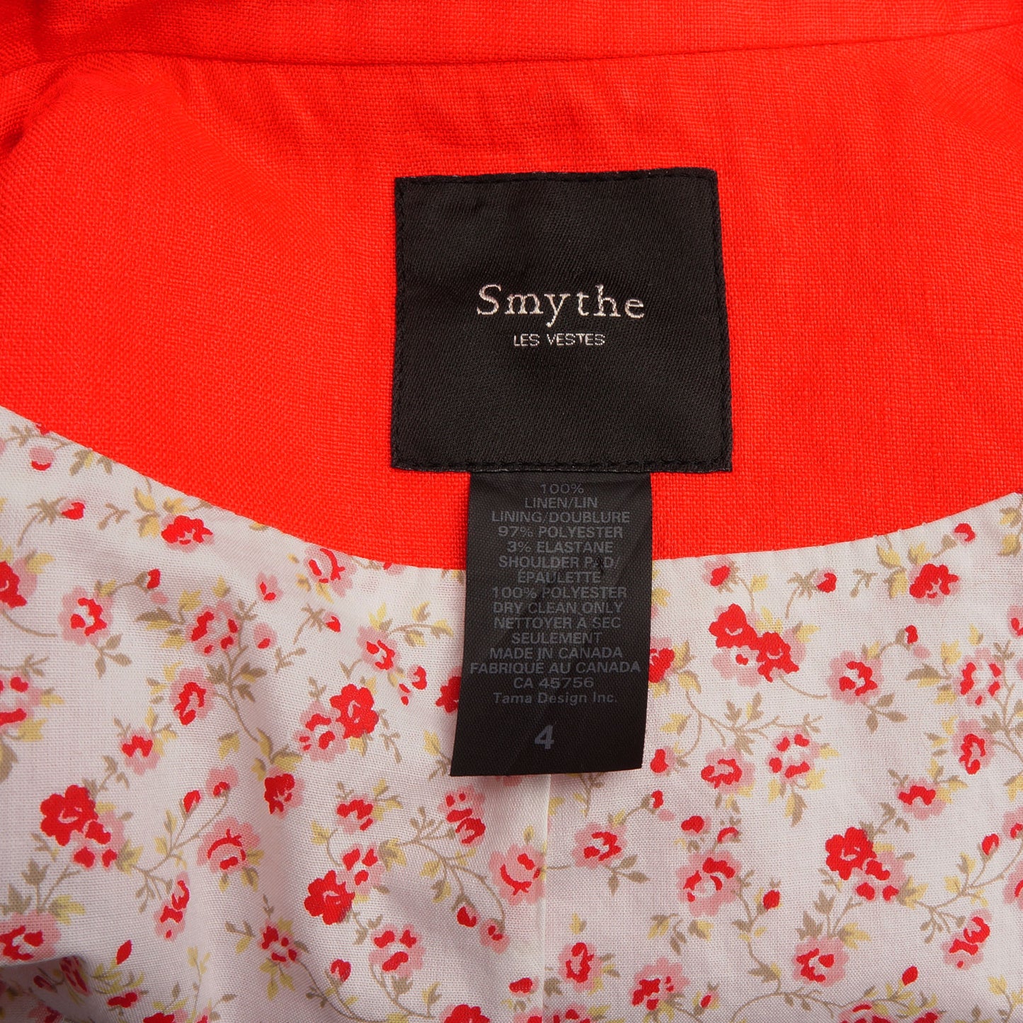 SMYTHE CROPPED RED LINEN OPEN FRONT BLAZER JACKET - leefluxury.com