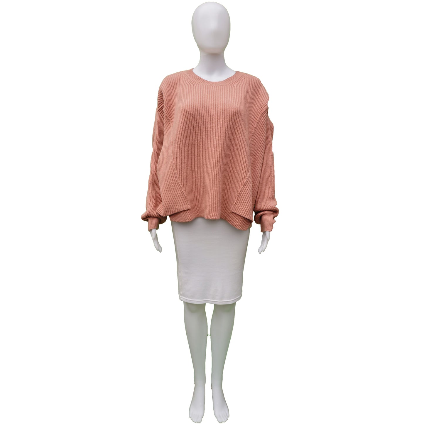 STELLA MCCARTNEY 2017 VIRGIN WOOL DUSTY ROSE OVERSIZED KNIT SWEATER - leefluxury.com