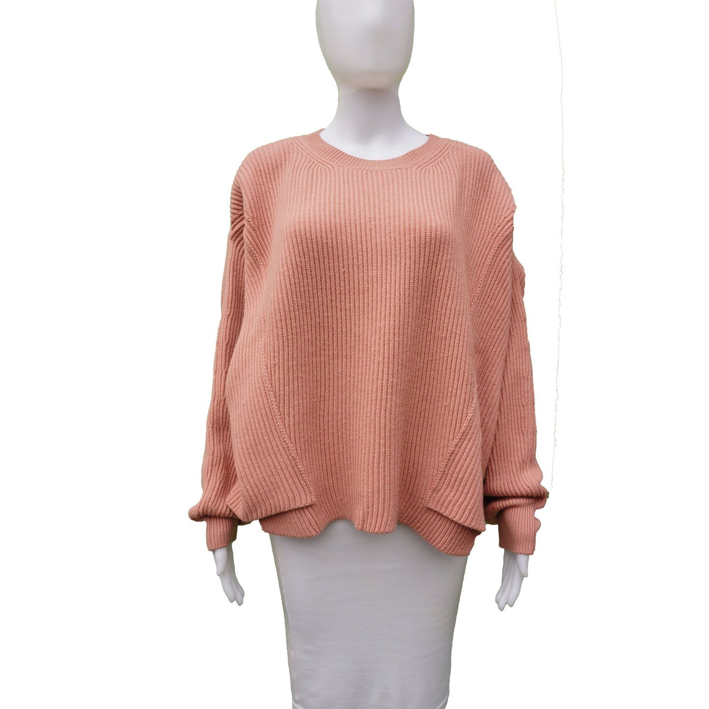 STELLA MCCARTNEY 2017 VIRGIN WOOL DUSTY ROSE OVERSIZED KNIT SWEATER - leefluxury.com