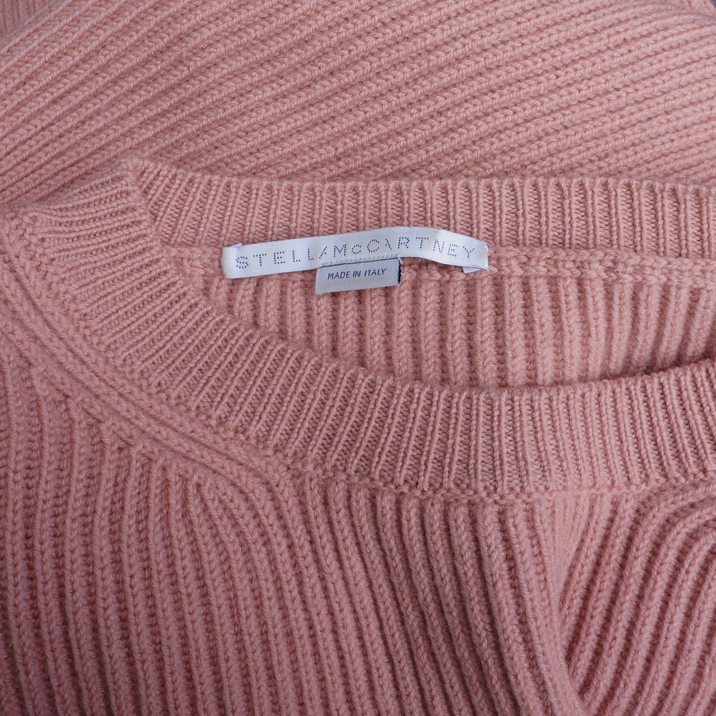 STELLA MCCARTNEY 2017 VIRGIN WOOL DUSTY ROSE OVERSIZED KNIT SWEATER - leefluxury.com