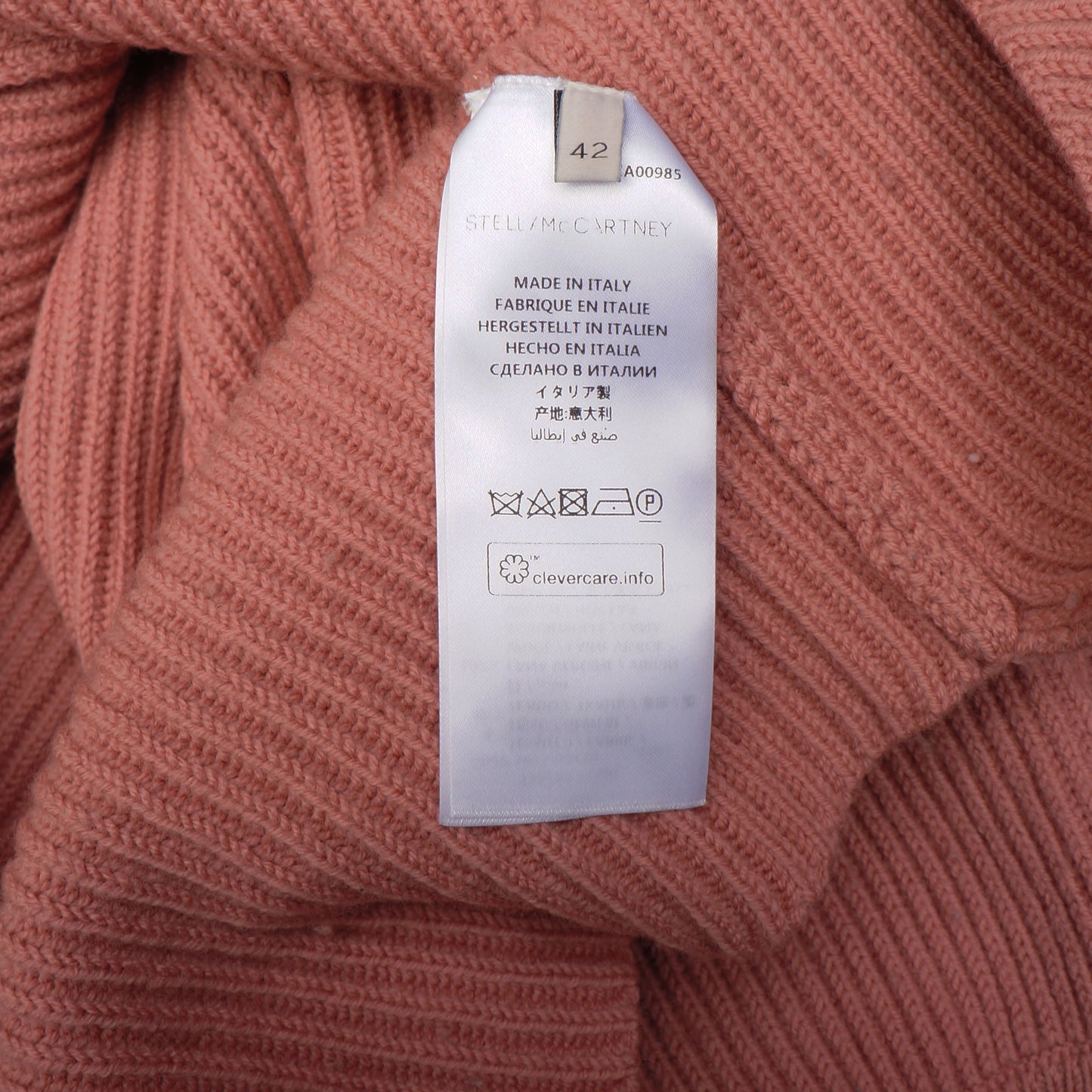 STELLA MCCARTNEY 2017 VIRGIN WOOL DUSTY ROSE OVERSIZED KNIT SWEATER - leefluxury.com