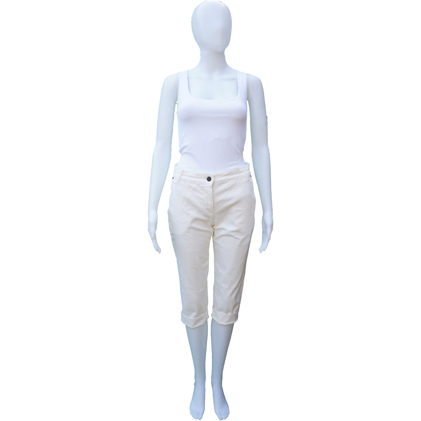 STELLA MCCARTNEY IVORY CARGO CROPPED PANT - leefluxury.com