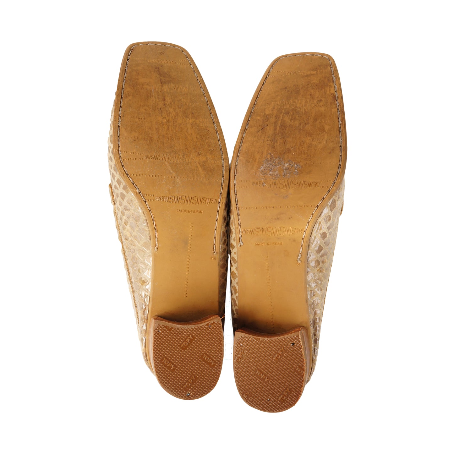 STUART WEITZMAN EMBOSSED LEATHER SQUARE TOE MULE SHOES - leefluxury.com