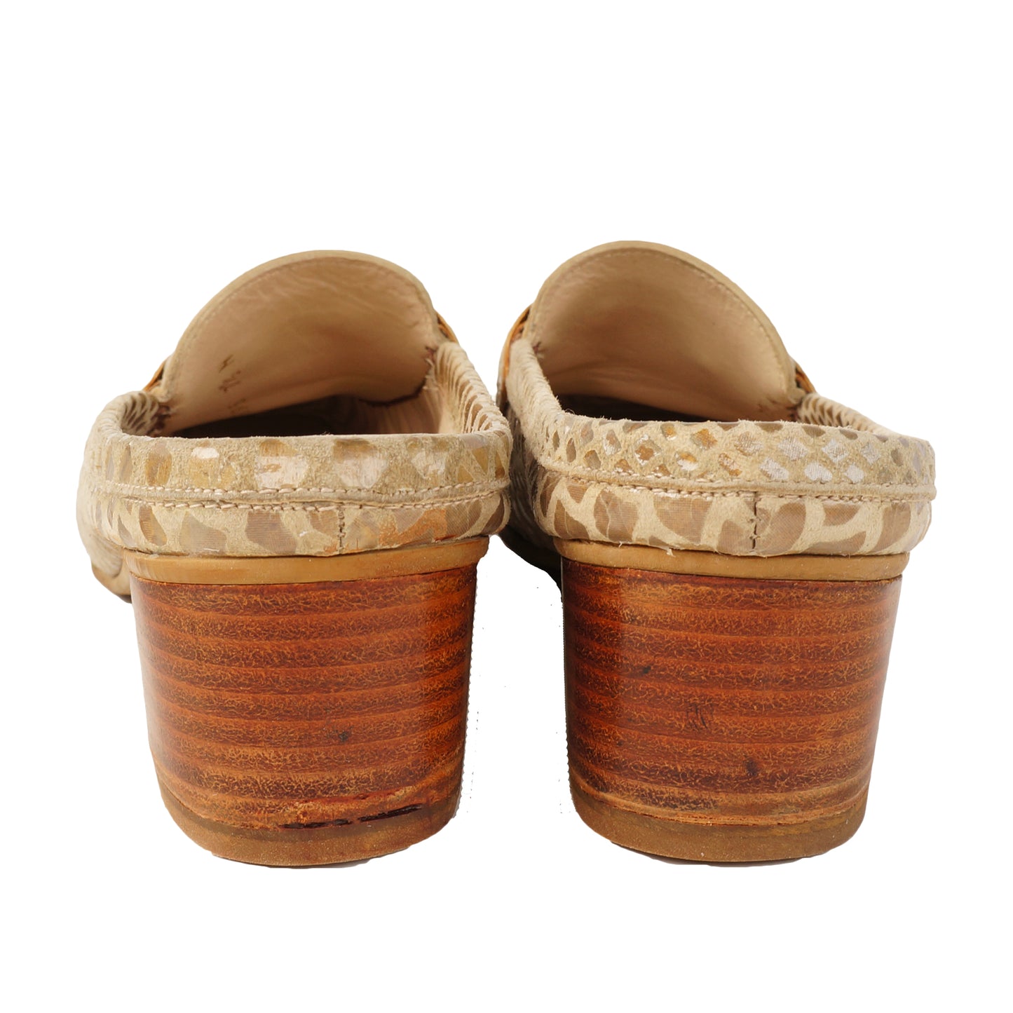 STUART WEITZMAN EMBOSSED LEATHER SQUARE TOE MULE SHOES - leefluxury.com