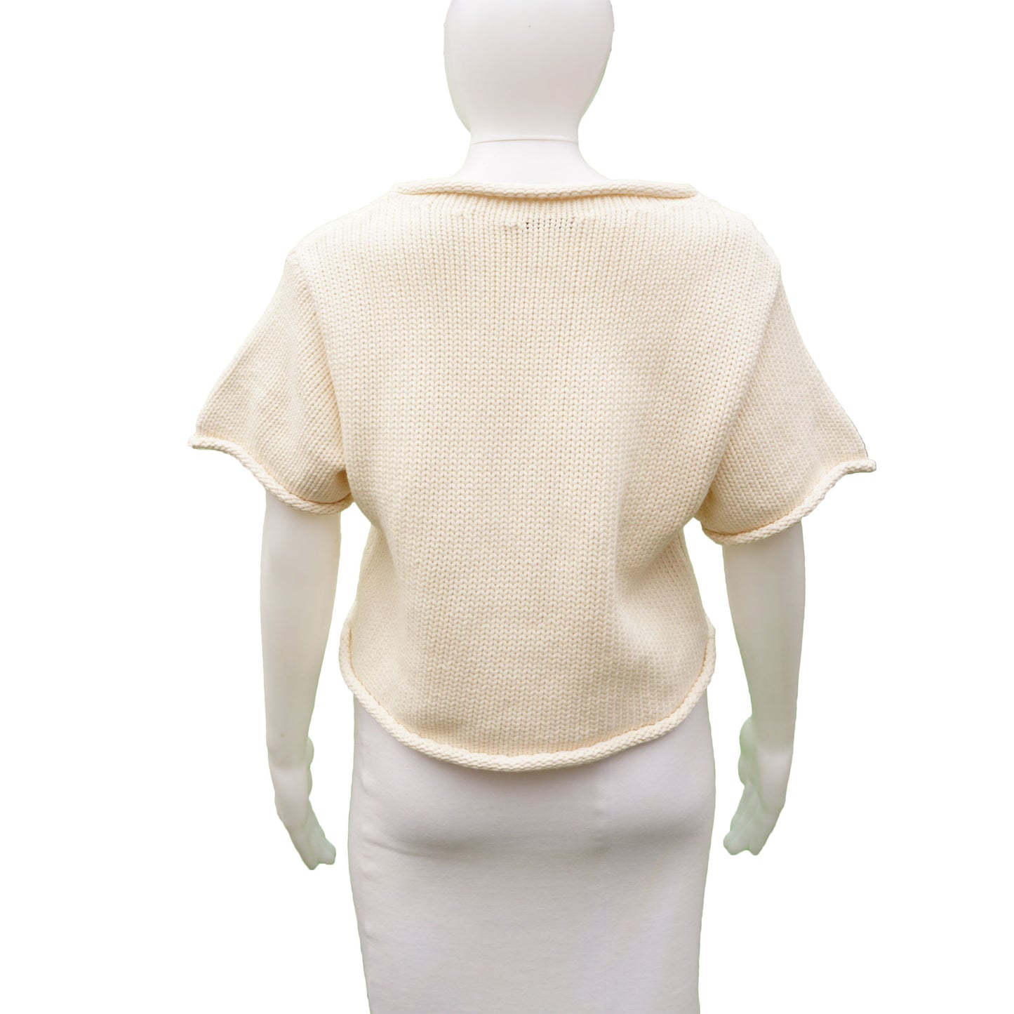 T BY ALEXANDER WANG IVORY CROPPED SWEATER TOP - leefluxury.com