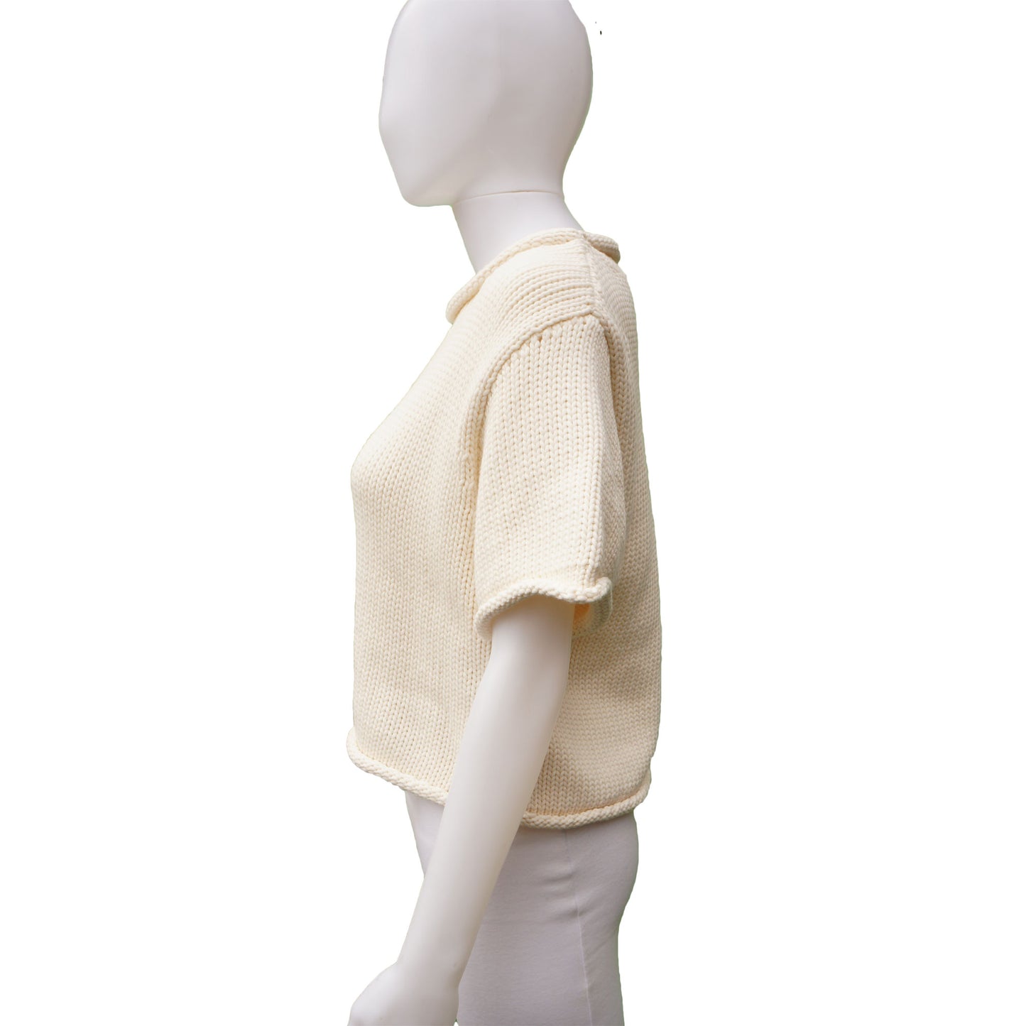 T BY ALEXANDER WANG IVORY CROPPED SWEATER TOP - leefluxury.com