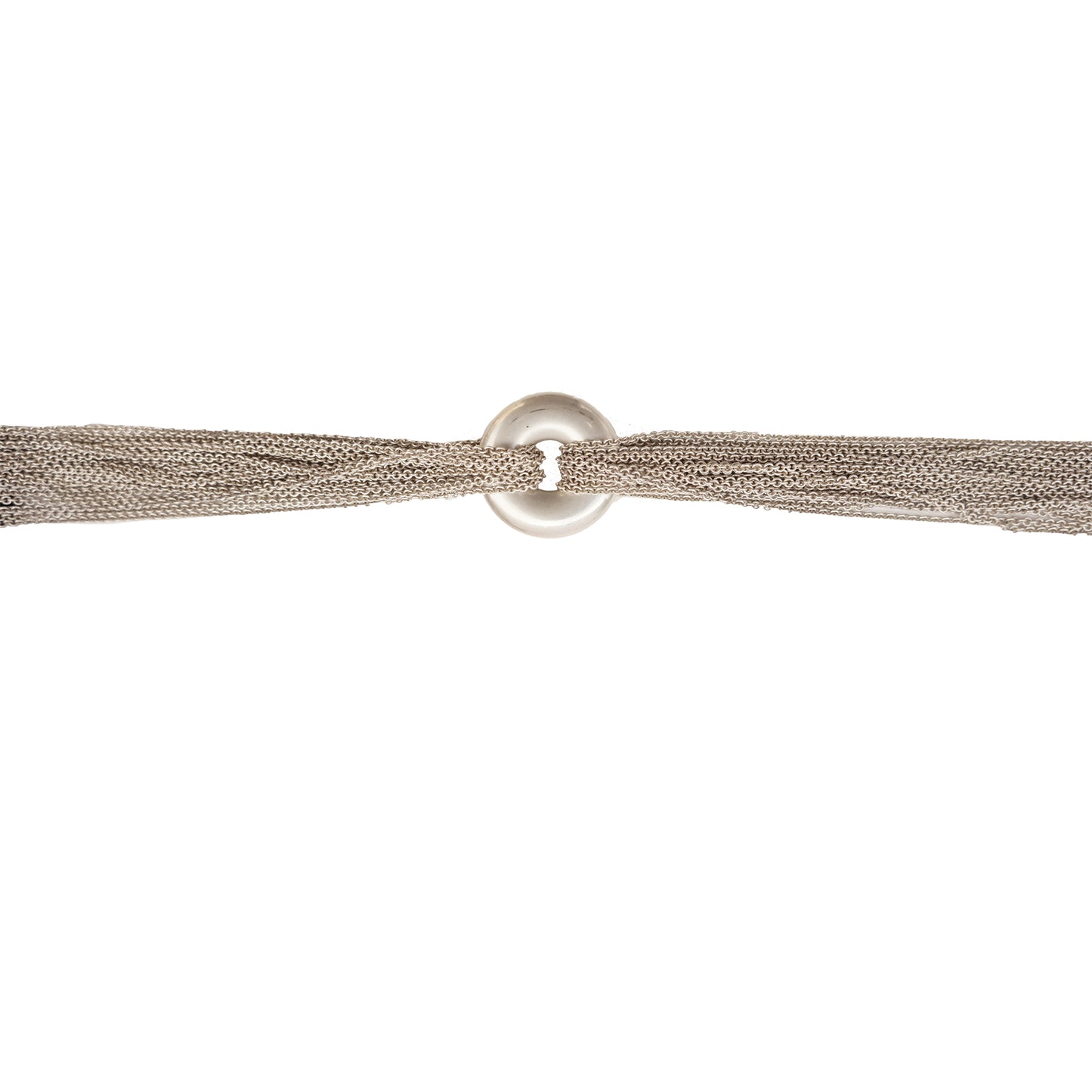 TIFFANY & CO. STERLING SILVER MESH CIRCLE NECKLACE - leefluxury.com