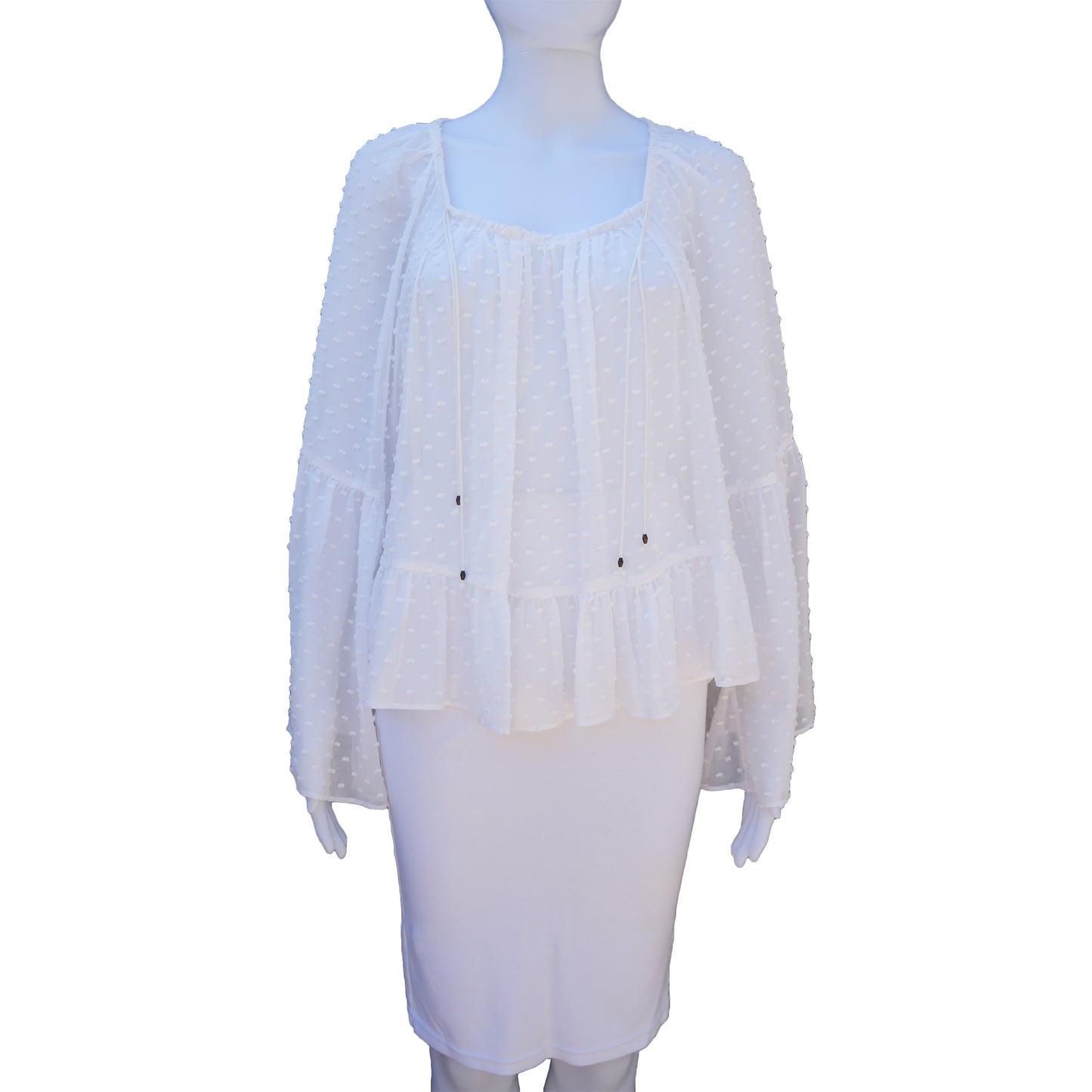 ULLA JOHNSON WHITE POLKA DOT PEASANT SHIRT - leefluxury.com