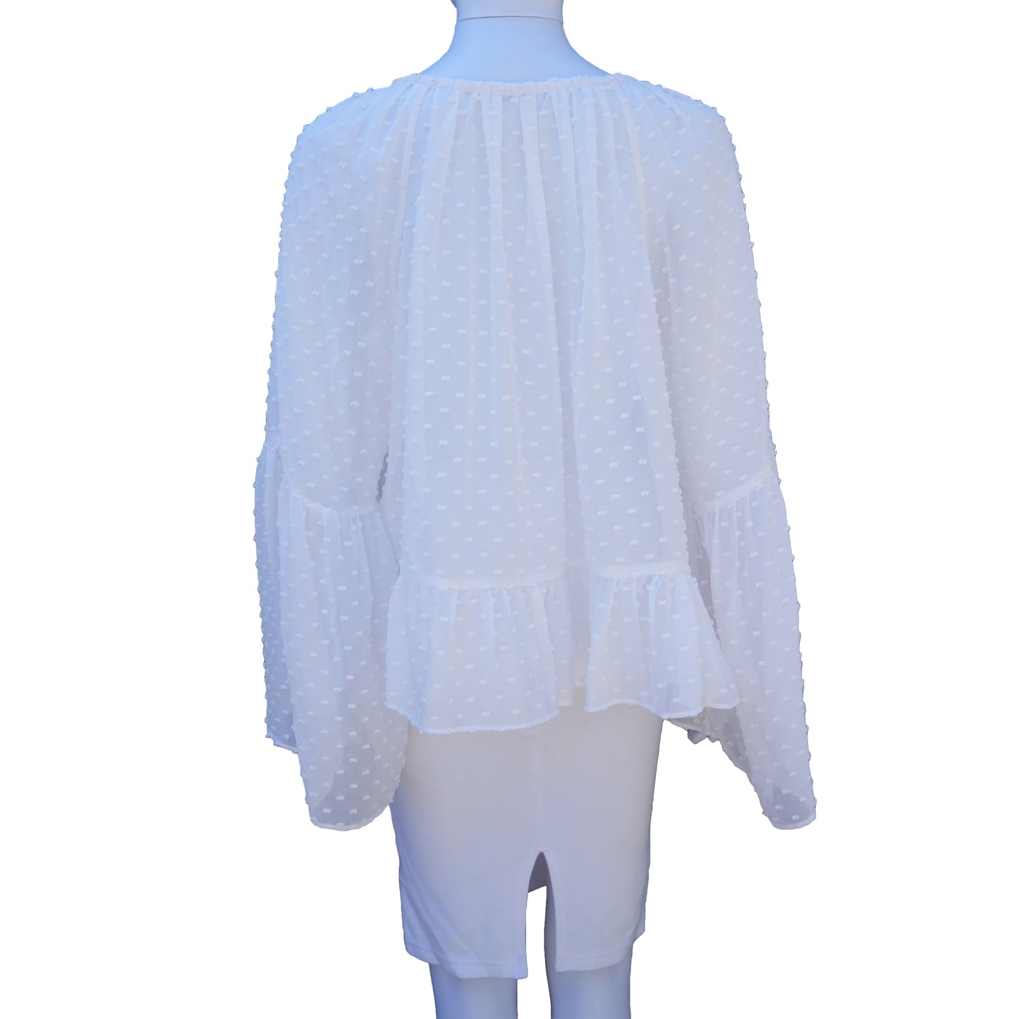 ULLA JOHNSON WHITE POLKA DOT PEASANT SHIRT - leefluxury.com