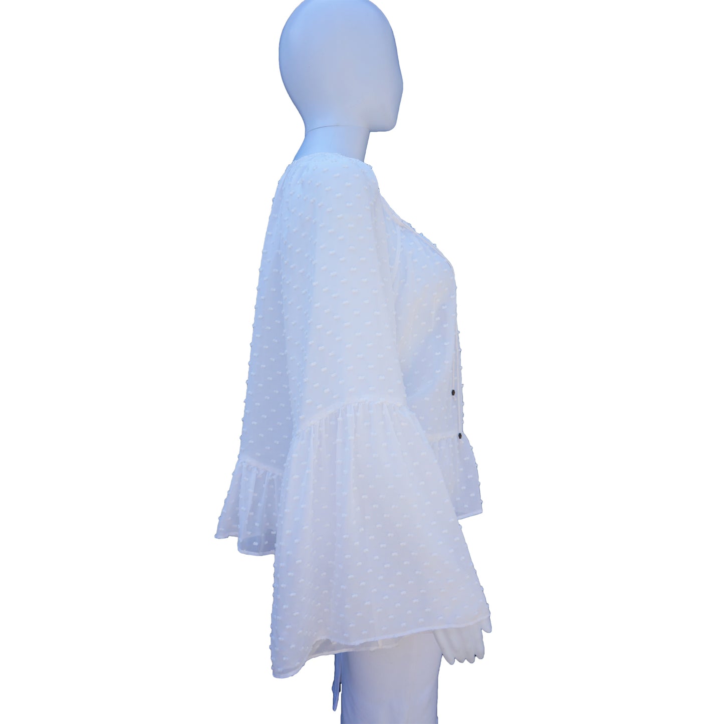ULLA JOHNSON WHITE POLKA DOT PEASANT SHIRT - leefluxury.com