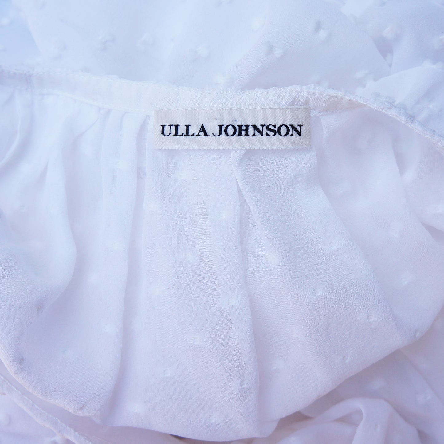 ULLA JOHNSON WHITE POLKA DOT PEASANT SHIRT - leefluxury.com