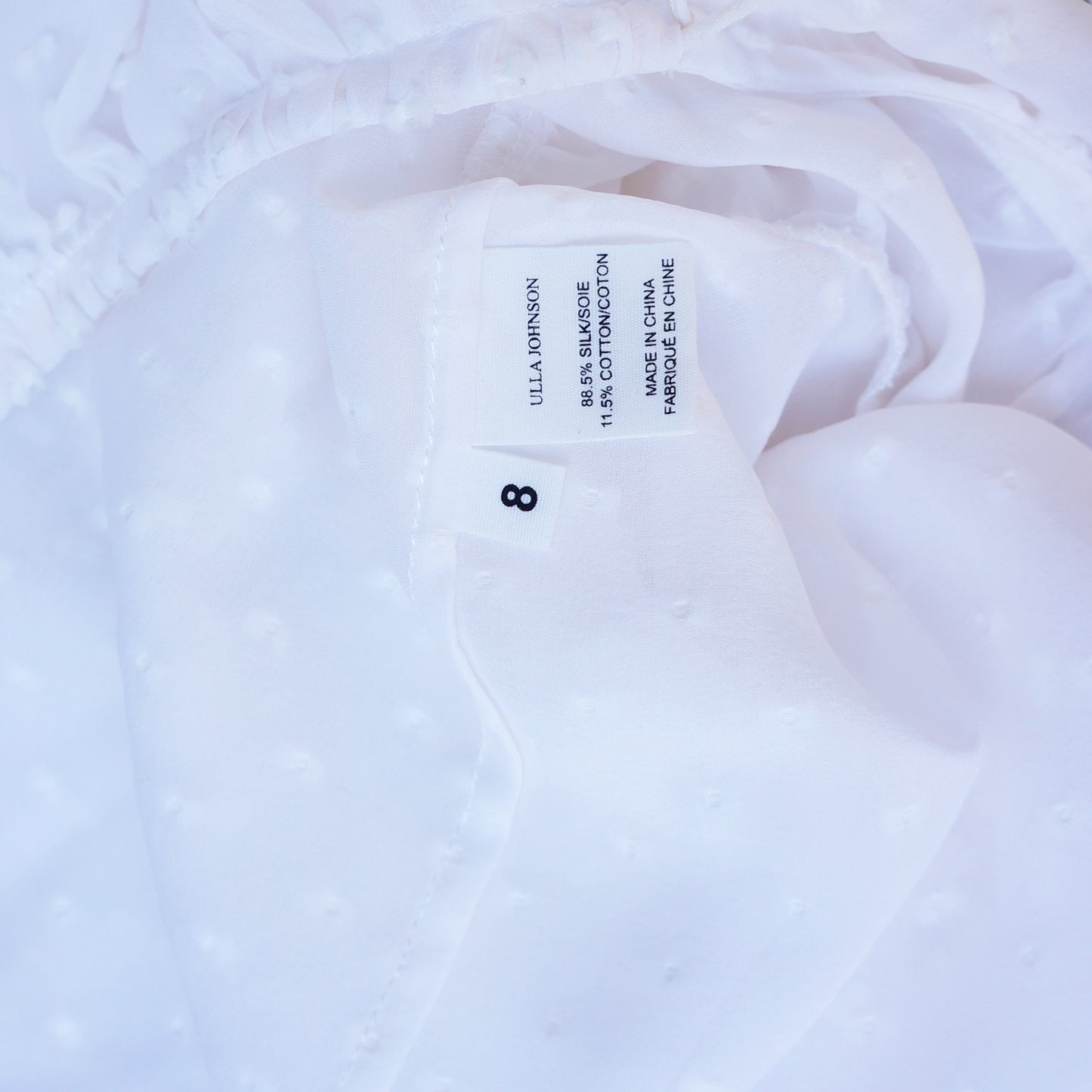 ULLA JOHNSON WHITE POLKA DOT PEASANT SHIRT - leefluxury.com