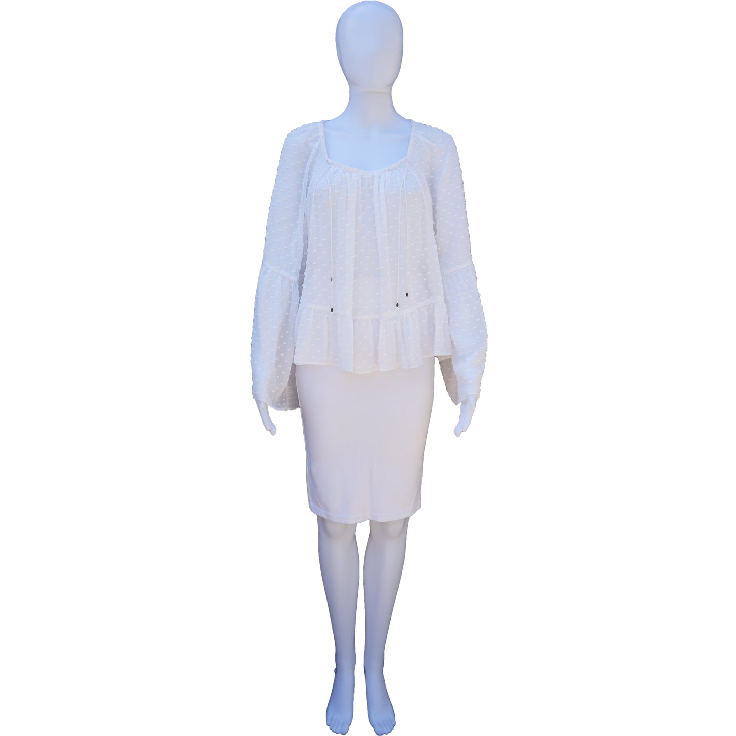 ULLA JOHNSON WHITE POLKA DOT PEASANT SHIRT - leefluxury.com