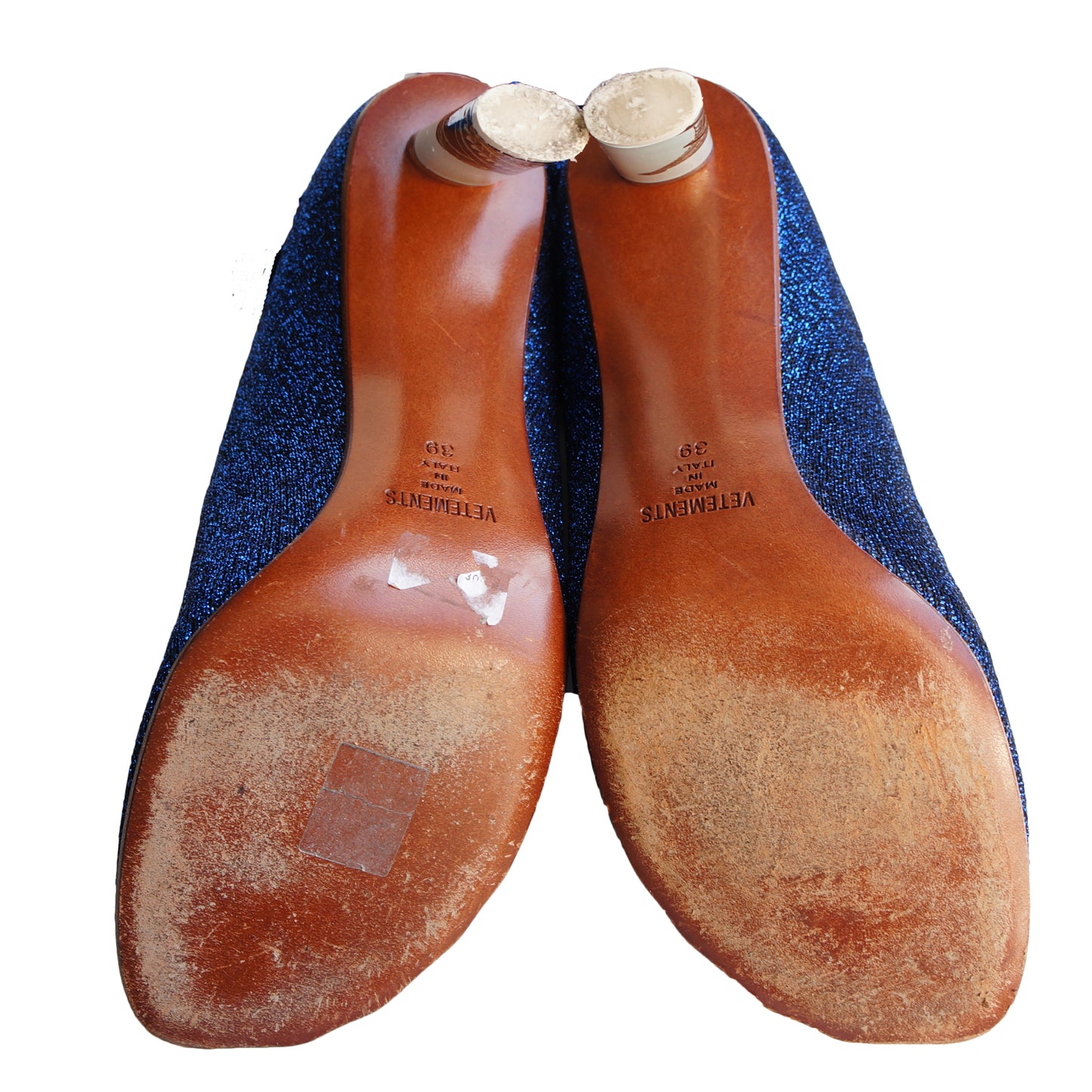 VETEMENTS BLUE LUREX EIFFEL TOWER LIGHTER SOCK BOOT - leefluxury.com