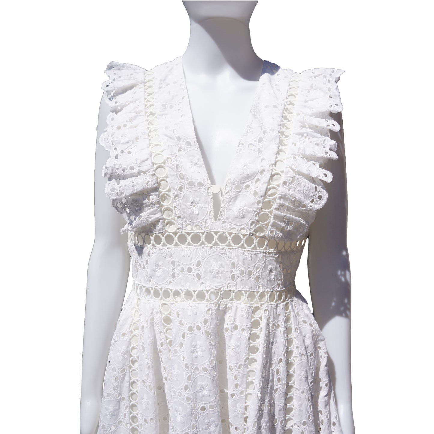 ZIMMERMAN DIVINITY WHEEL EYELET DAY DRESS - leefluxury.com