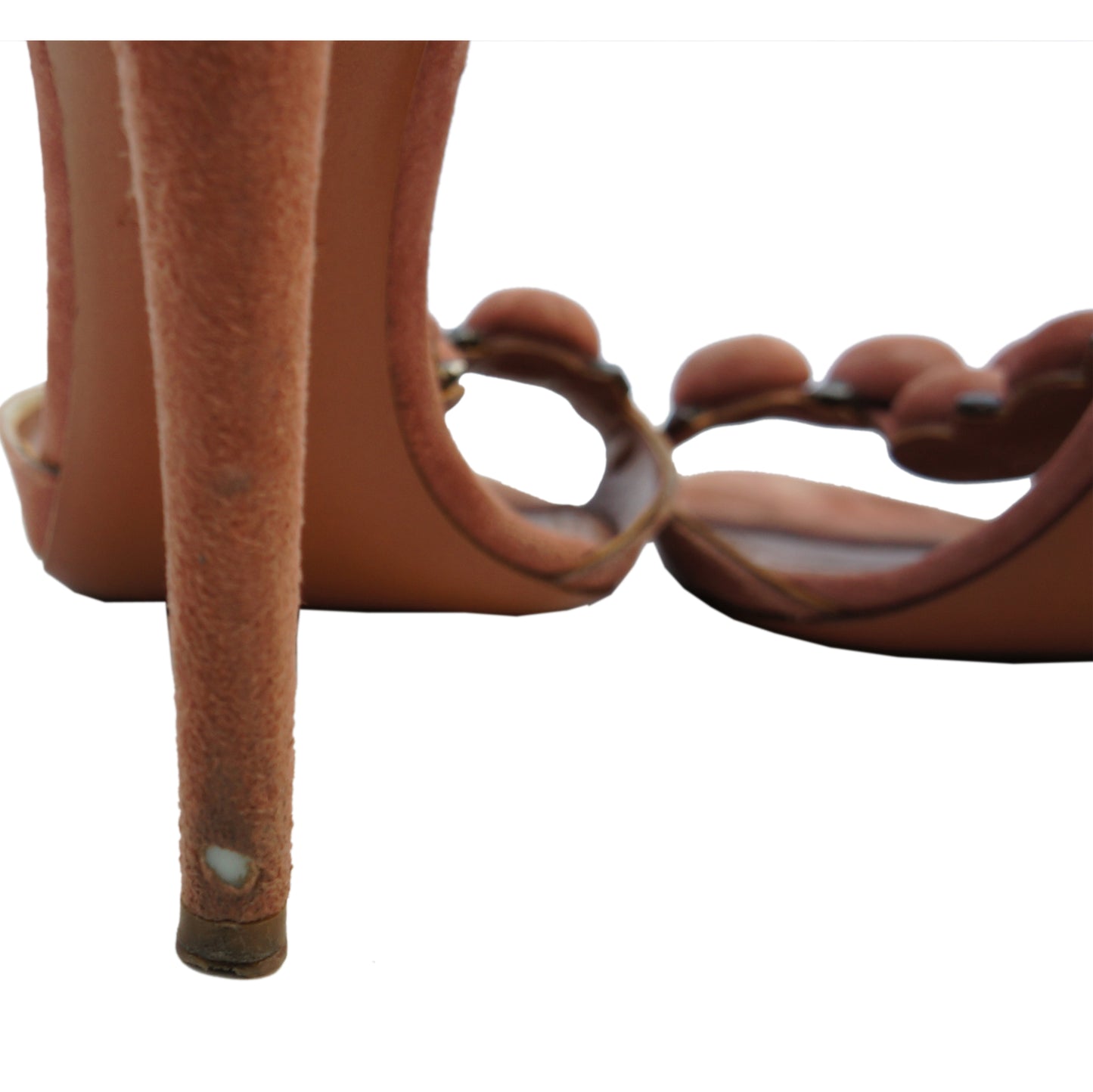 ALAÏA CHAMOIS BOMBE STUDDED SUEDE SANDALS - leefluxury.com