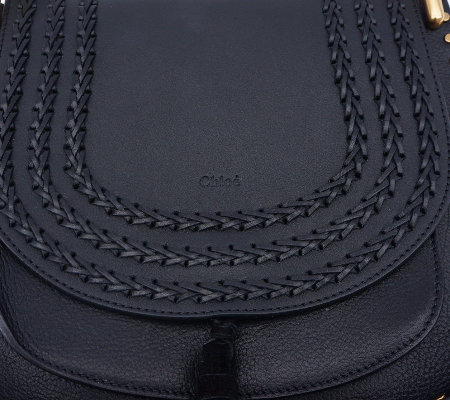 CHLOE HUDSON BLACK LEATHER SHOULDER CROSSBODY BAG - leefluxury.com