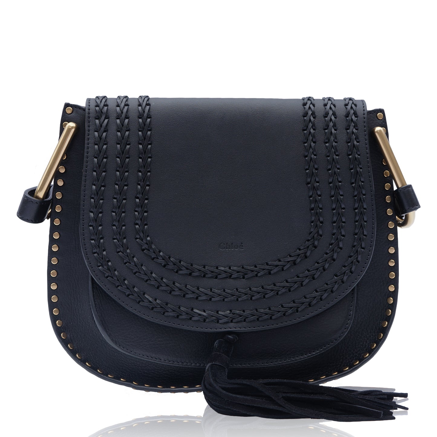 CHLOE HUDSON BLACK LEATHER SHOULDER CROSSBODY BAG - leefluxury.com