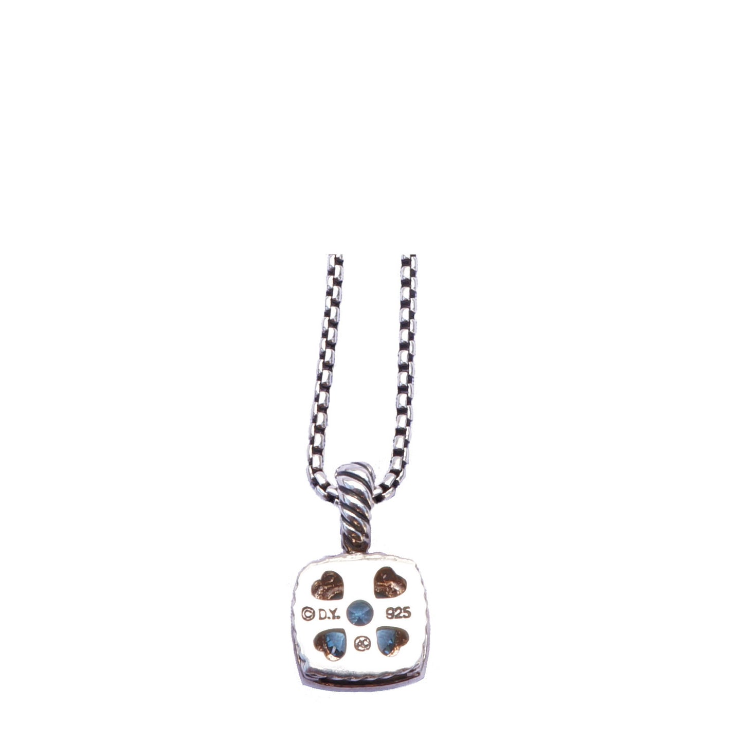 DAVID YURMAN BLUE TOPAZ & DIAMOND ALBION PENDANT NECKLACE - leefluxury.com
