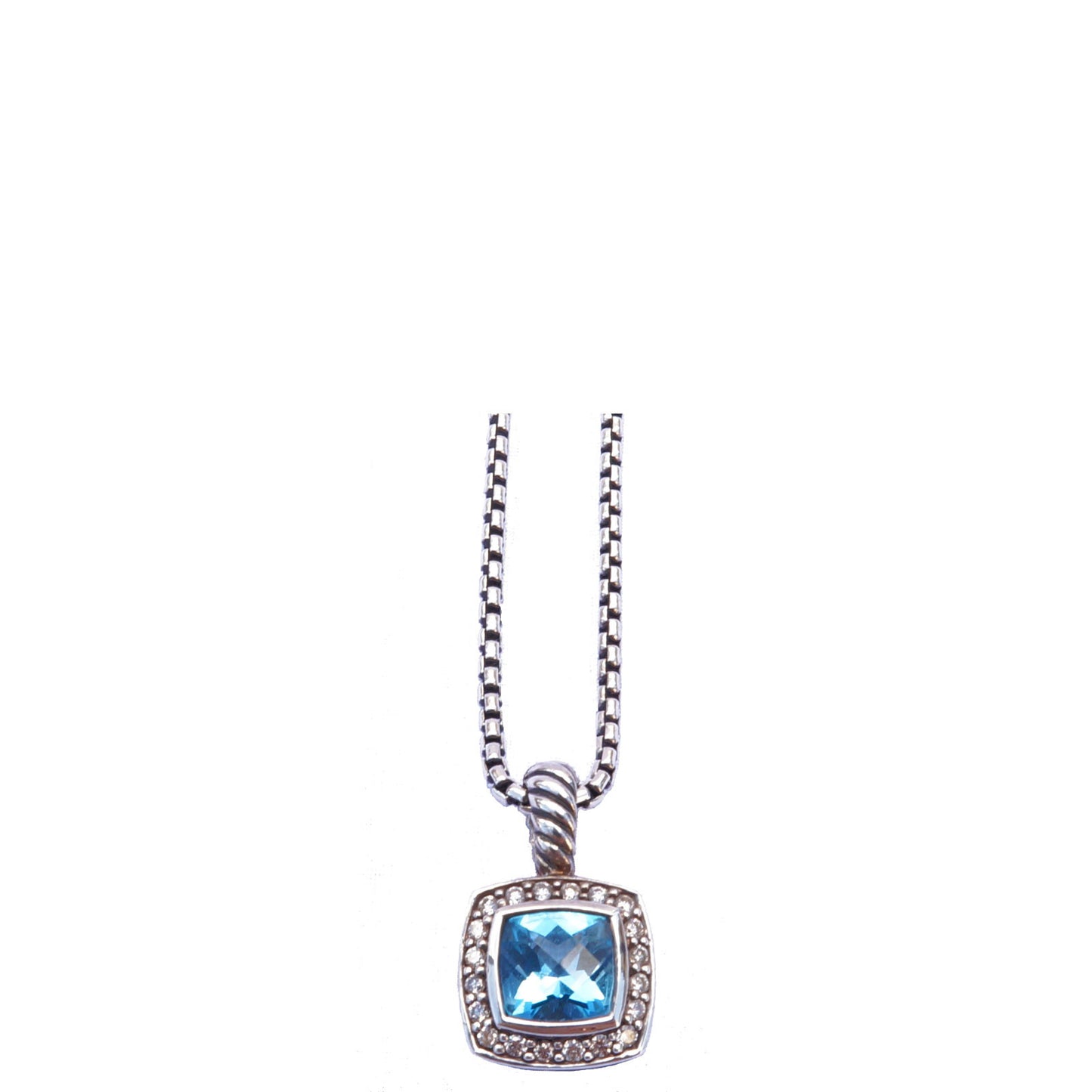 DAVID YURMAN BLUE TOPAZ & DIAMOND ALBION PENDANT NECKLACE - leefluxury.com