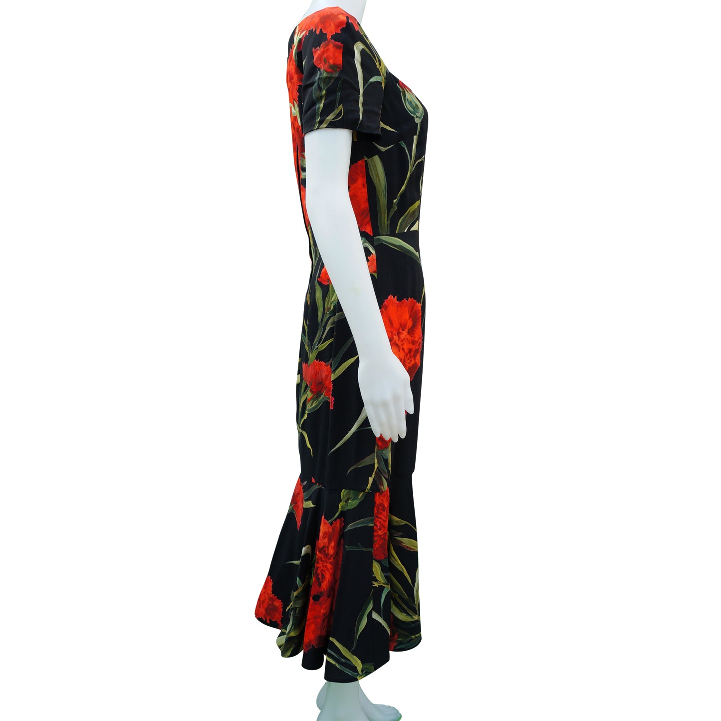 DOLCE & GABBANA BLACK FLORAL CARNATION PRINT DRESS - leefluxury.com
