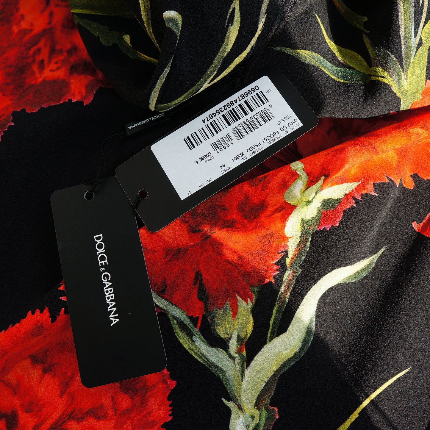 DOLCE & GABBANA BLACK FLORAL CARNATION PRINT DRESS - leefluxury.com